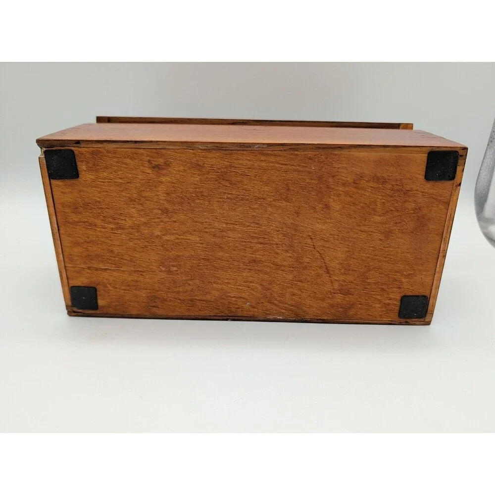 Vtg Oak Box Dovetail Handmade Hinged Lid Jewelry Watch Trinket